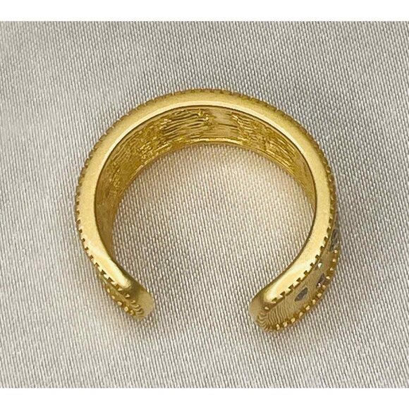 Gold 14k Overlay adjustable ring with crystals and turquoise inlay - Picture 2 of 4